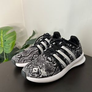 Adidas Black and White Snakeskin Print Sneakers
